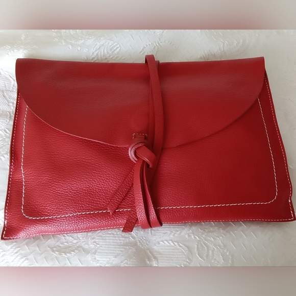 NWOT Zara Basics Red Leather Clutch - Picture 11 of 16
